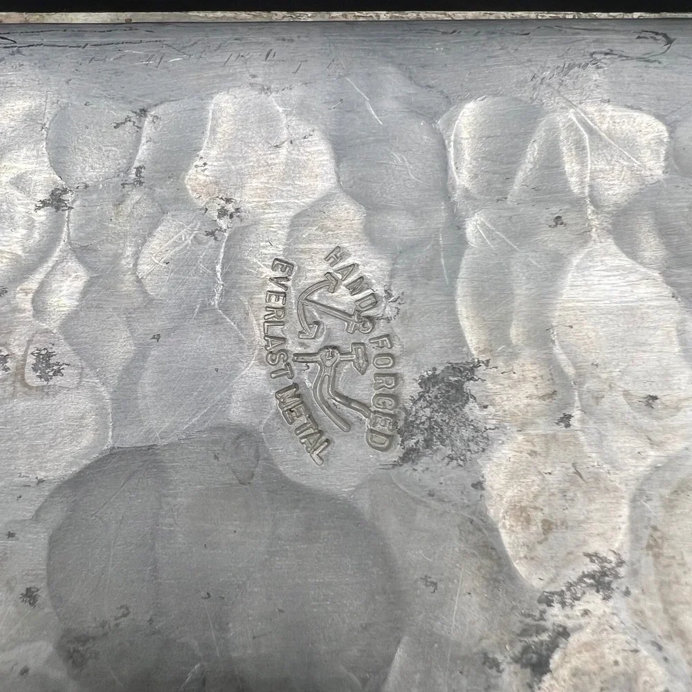 Everlast Hand Forged Aluminum Tray Vintage Floral Berry Hammered Metal 1930s 40s